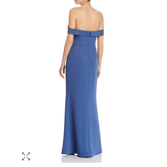 Blue Aidan Mattox Off-The-Shoulder Gown - Picture 2 of 5